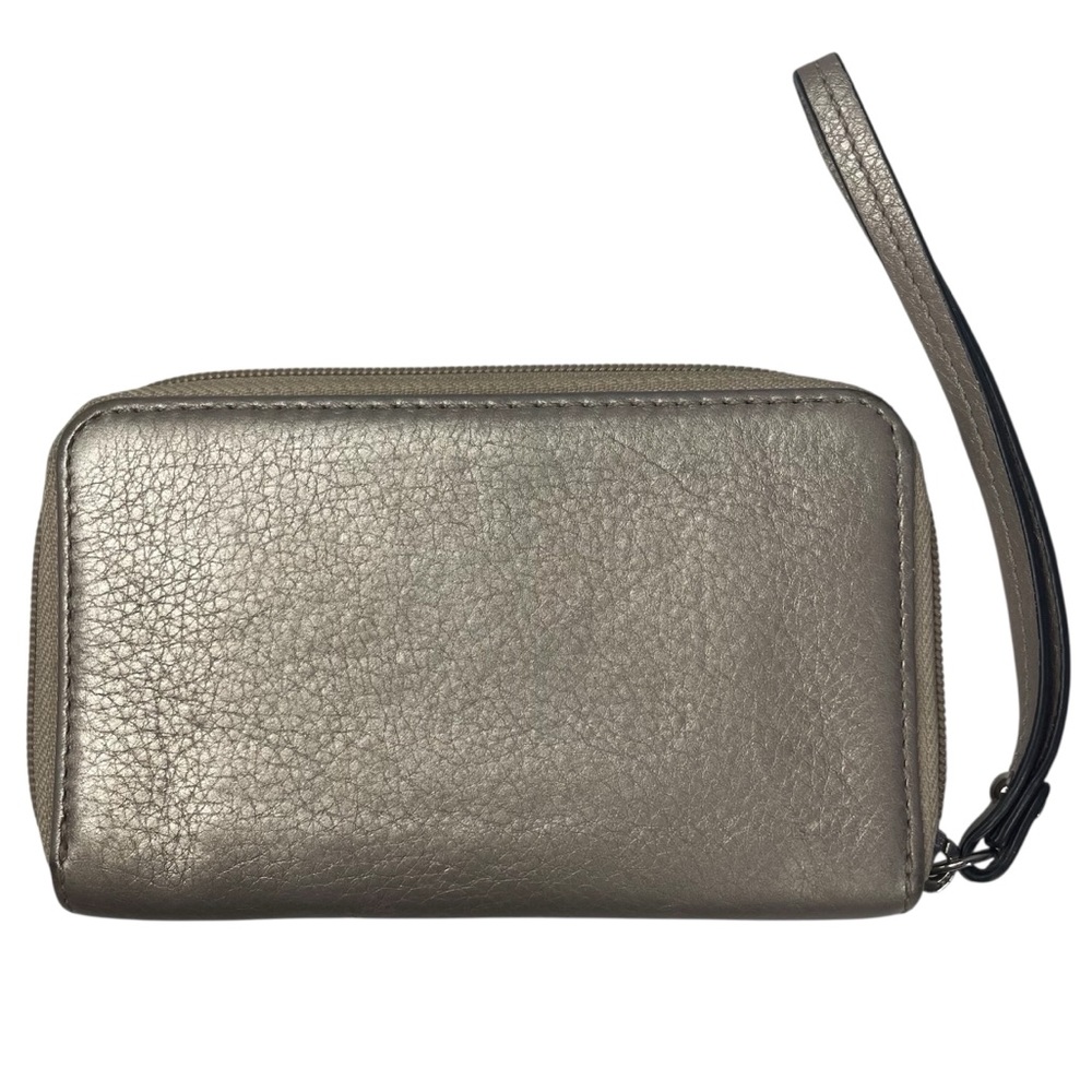 Coach Gold Leather Metallic Wallet Wristlet Zip-Around Small Clutch Handbag - Picture 2 of 3